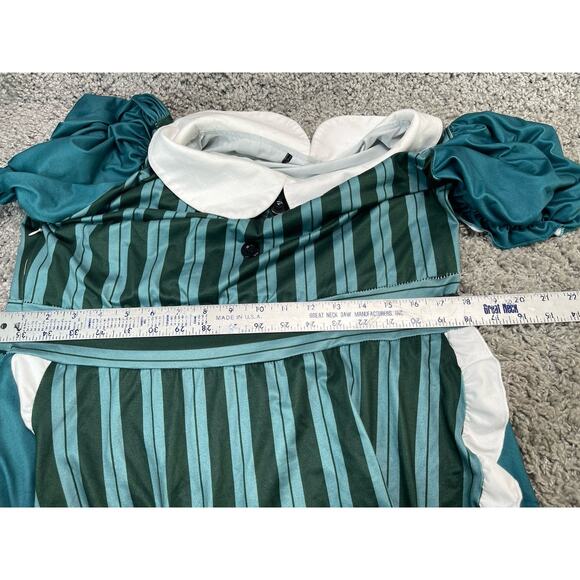 Goth Vintage Style Apron Maid Housekeeper Womens Costume Dress Sz Large Green - Picture 7 of 14